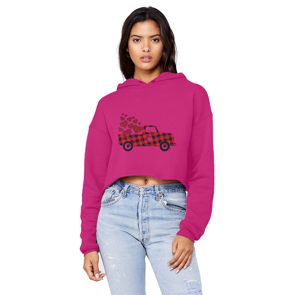Love Truck Unisex Cropped Raw Edge Boyfriend Hoodie - DirectlyPersonalised