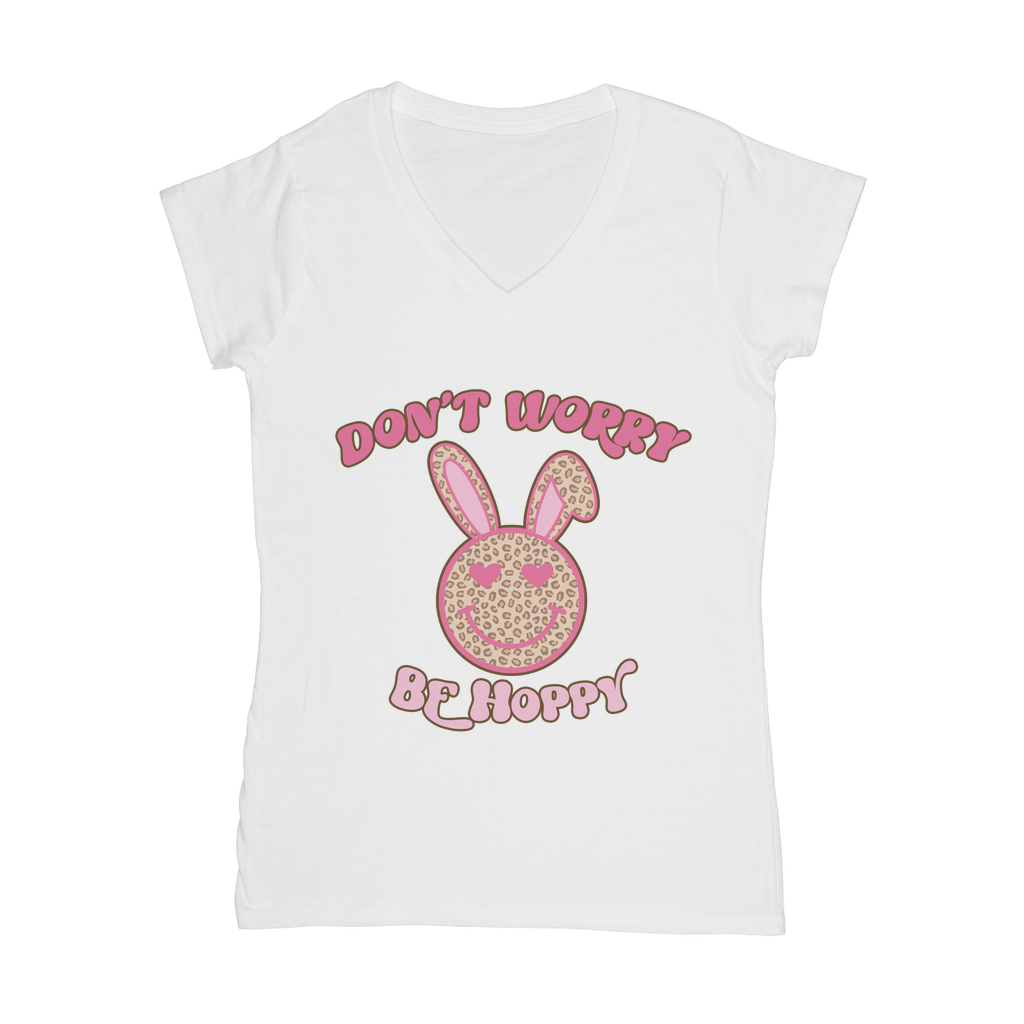 Don't worry be 'happy' Classic Women's V-Neck T-Shirt - DirectlyPersonalised