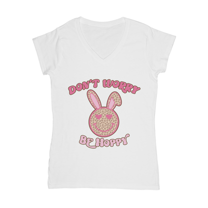 Don't worry be 'happy' Classic Women's V-Neck T-Shirt - DirectlyPersonalised