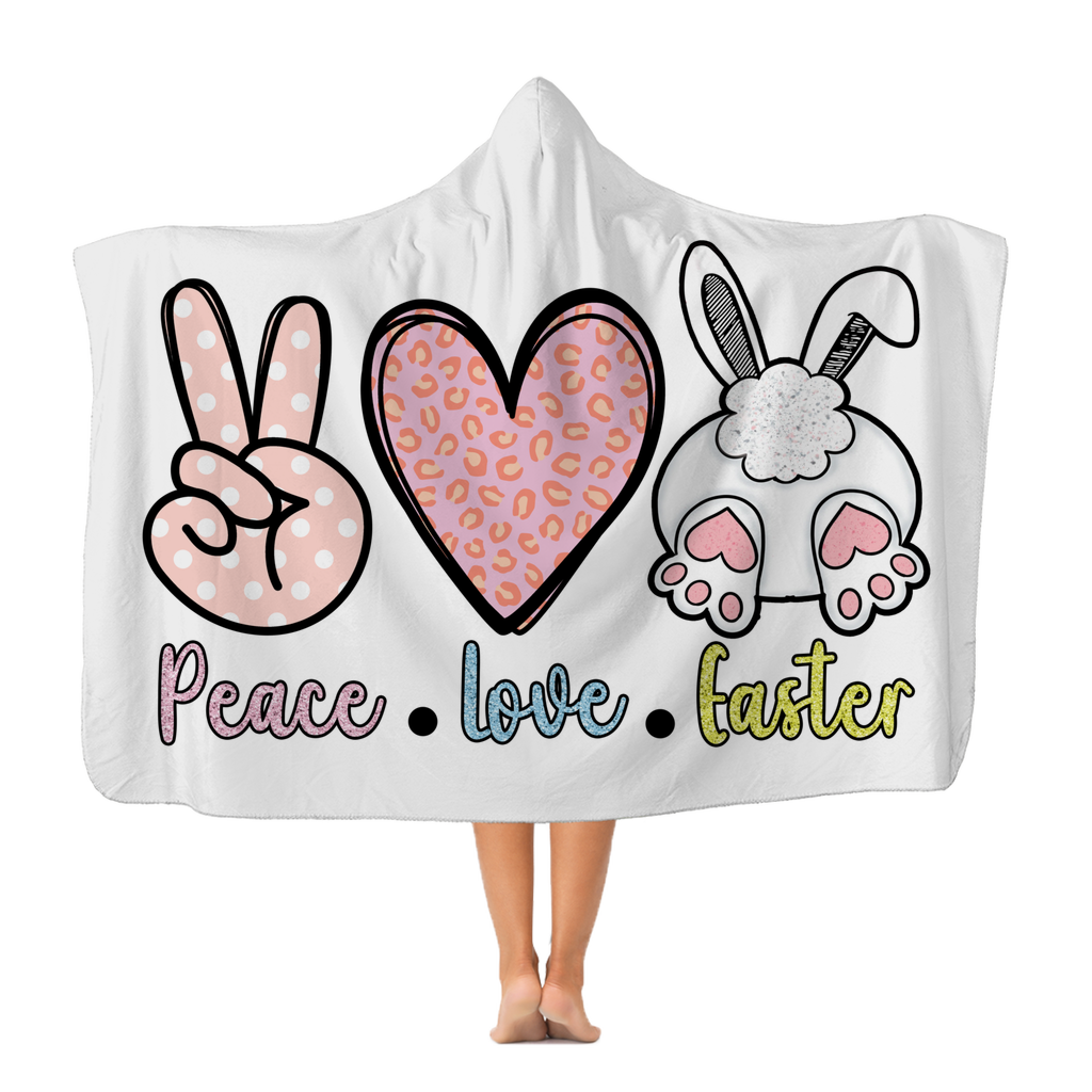 PEACE LOVE EASTER Classic Adult Hooded Blanket - DirectlyPersonalised