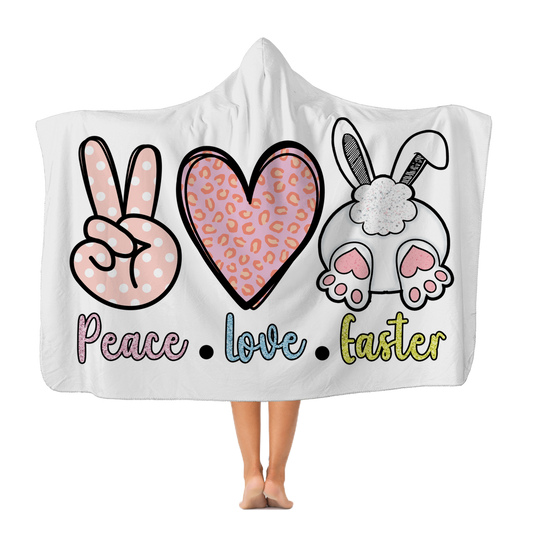 PEACE LOVE EASTER Classic Adult Hooded Blanket - DirectlyPersonalised