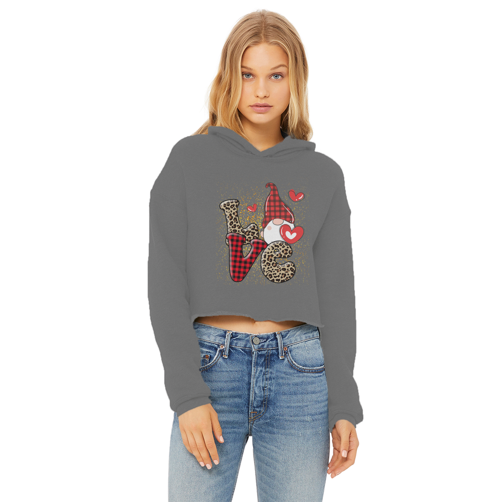 Ladies Valentine Design Ladies Cropped Raw Edge Hoodie - DirectlyPersonalised