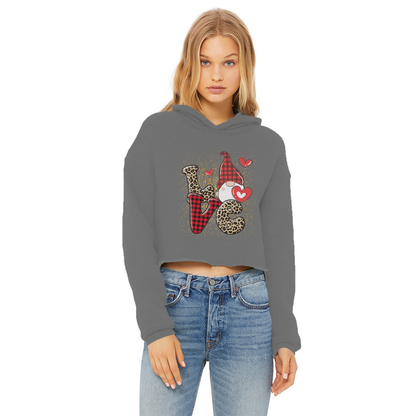 Ladies Valentine Design Ladies Cropped Raw Edge Hoodie - DirectlyPersonalised