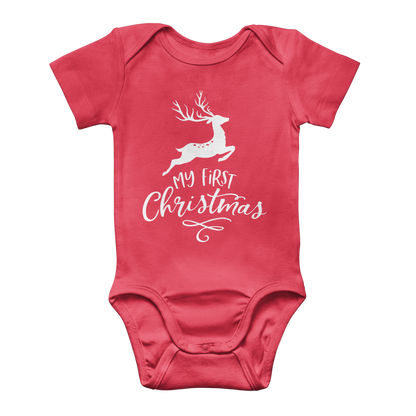 My First Christmas White Classic Baby Onesie Bodysuit - DirectlyPersonalised