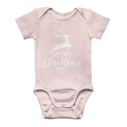 My First Christmas White Classic Baby Onesie Bodysuit - DirectlyPersonalised