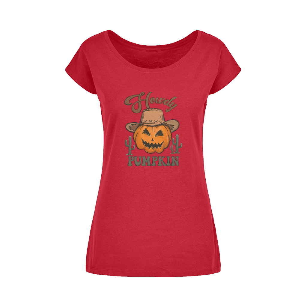 HOWDY PUMPKIN Wide Neck Womens T-Shirt XS-5XL - DirectlyPersonalised