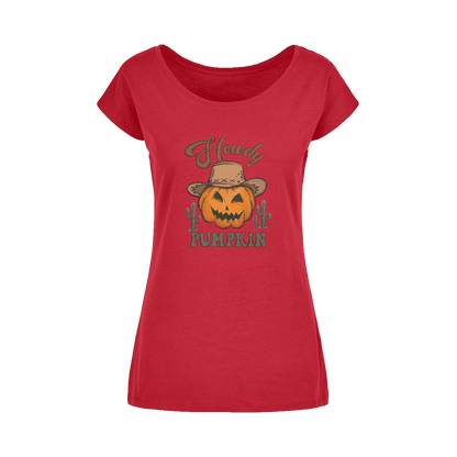 HOWDY PUMPKIN Wide Neck Womens T-Shirt XS-5XL - DirectlyPersonalised