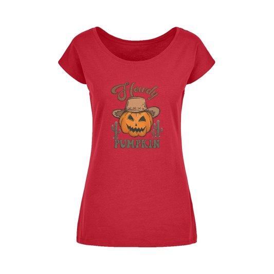 HOWDY PUMPKIN Wide Neck Womens T-Shirt XS-5XL - DirectlyPersonalised