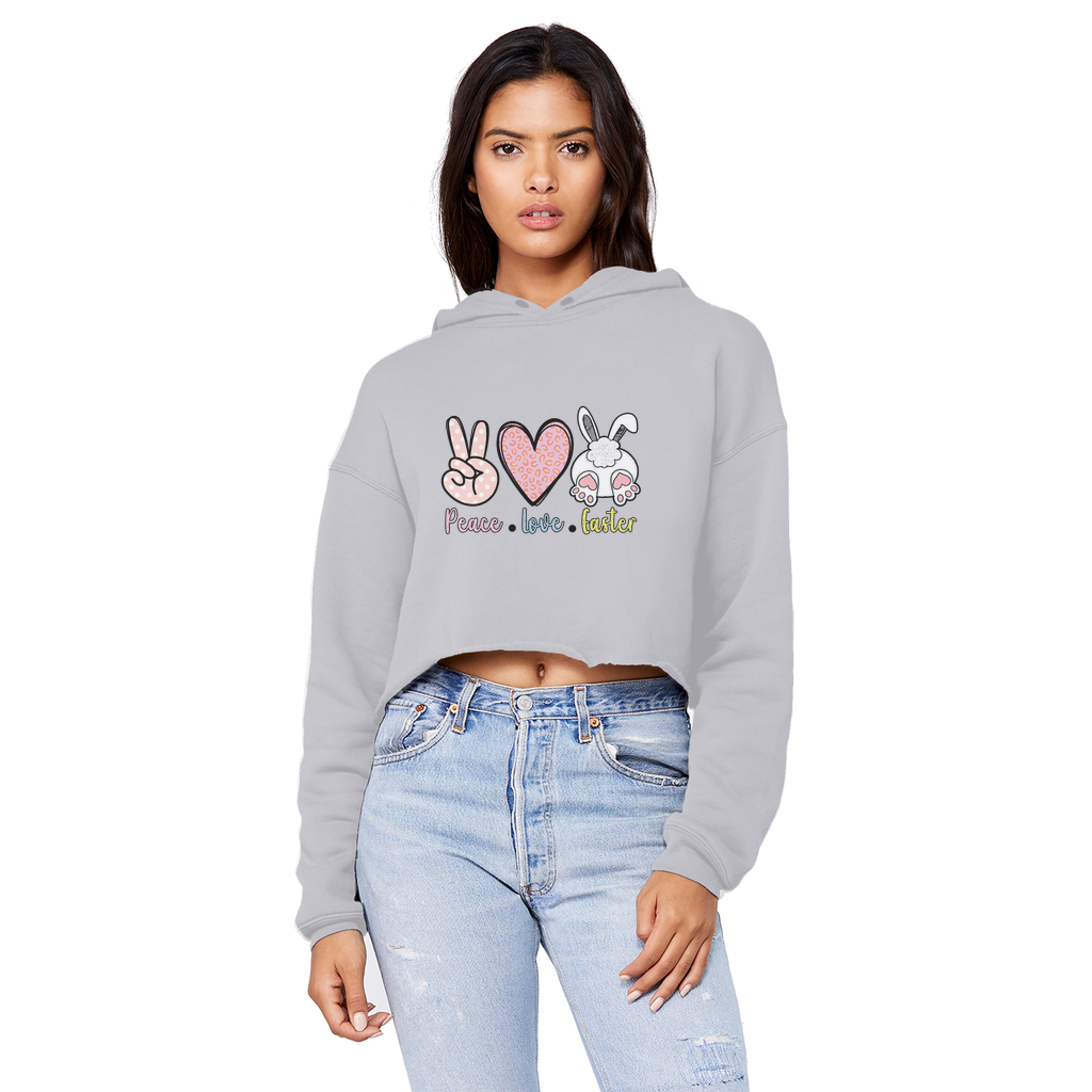 PEACE LOVE EASTER Unisex Cropped Raw Edge Boyfriend Hoodie - DirectlyPersonalised