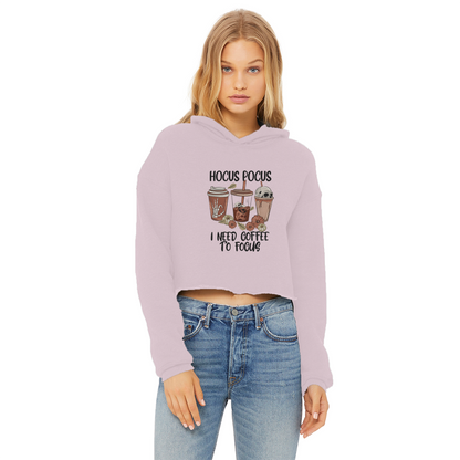 HOCUS POCUS -COFFEE DESIGN Ladies Cropped Raw Edge Hoodie - DirectlyPersonalised