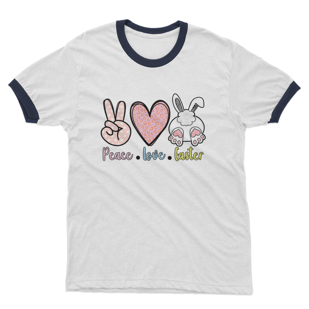 PEACE LOVE EASTER Adult Ringer T-Shirt - DirectlyPersonalised