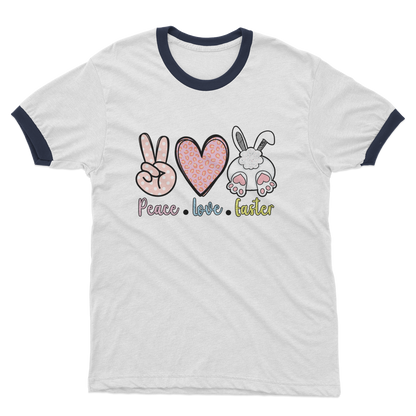 PEACE LOVE EASTER Adult Ringer T-Shirt - DirectlyPersonalised