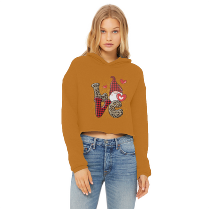 Ladies Valentine Design Ladies Cropped Raw Edge Hoodie - DirectlyPersonalised