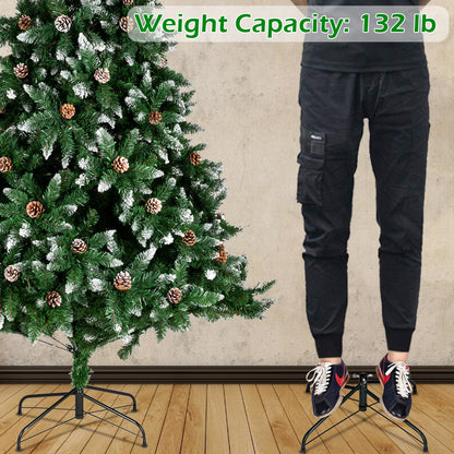 Christmas Tree 7FT 1350 Branch Flocking Spray White Tree Plus Pine Cone - DirectlyPersonalised