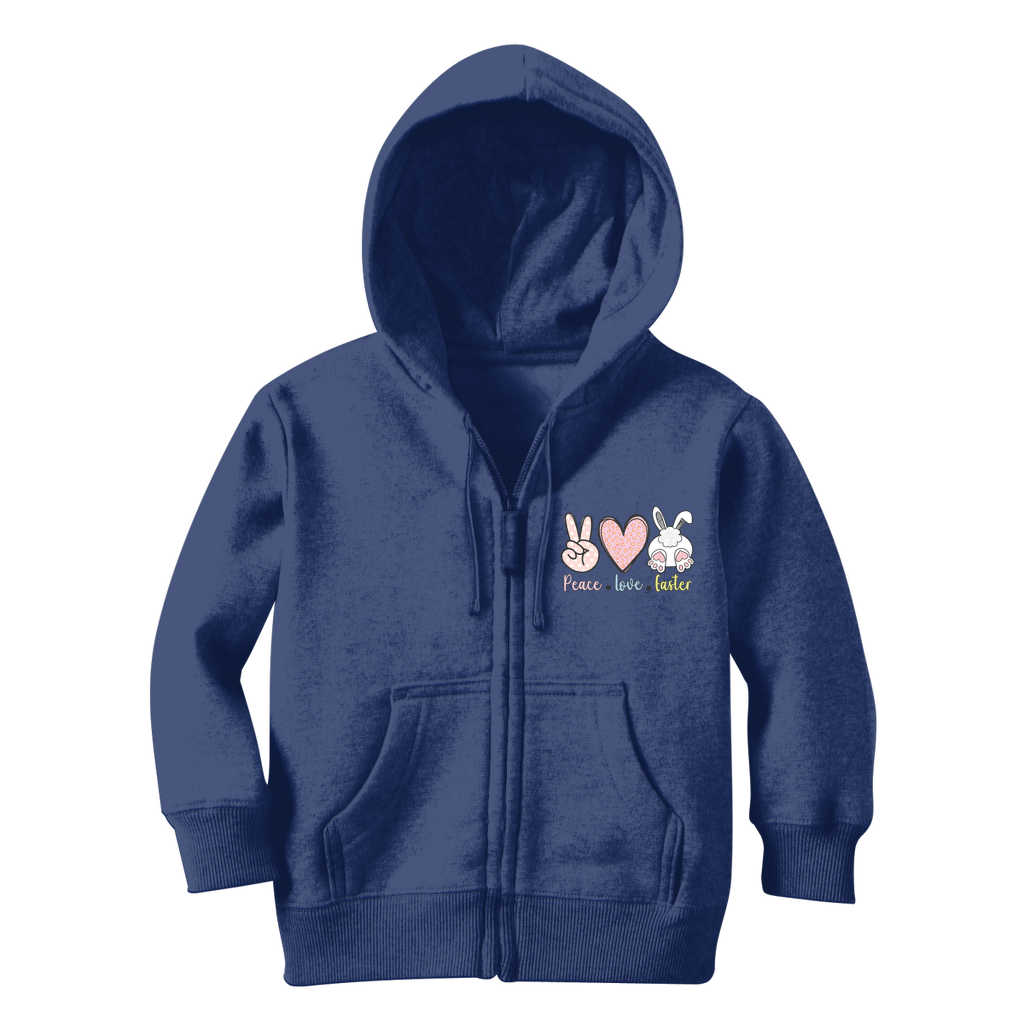 PEACE LOVE EASTER Classic Kids Zip Hoodie - DirectlyPersonalised