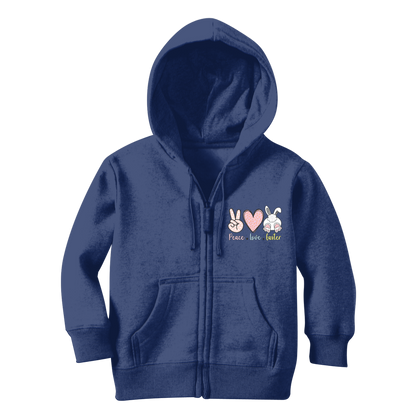 PEACE LOVE EASTER Classic Kids Zip Hoodie - DirectlyPersonalised