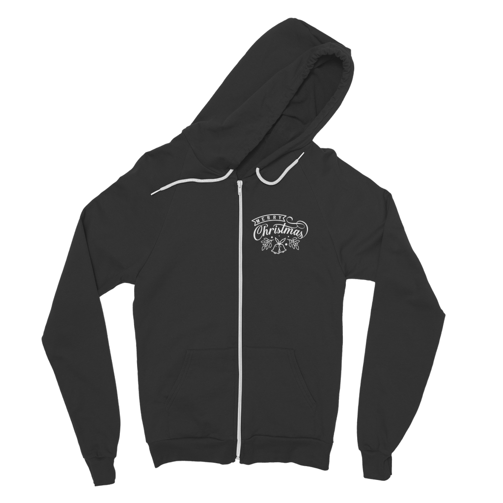 Merry Christmas White Classic Adult Zip Hoodie