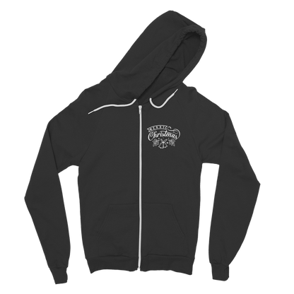 Merry Christmas White Classic Adult Zip Hoodie
