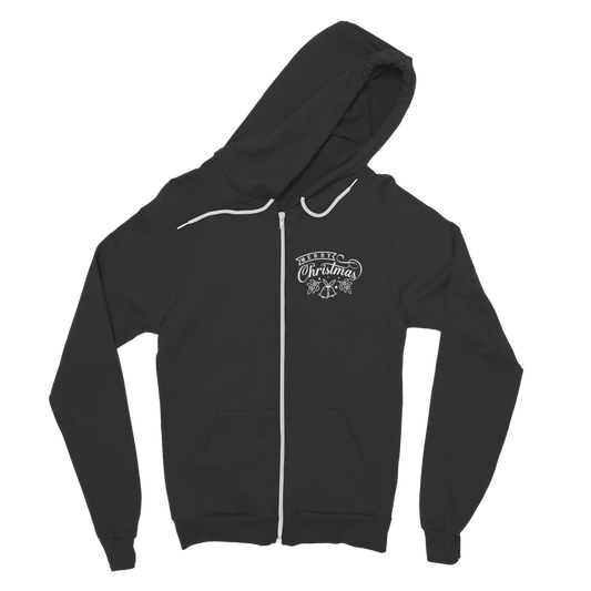 Merry Christmas White Classic Adult Zip Hoodie
