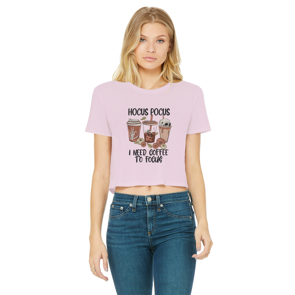 HOCUS POCUS -COFFEE DESIGN Classic Women's Cropped Raw Edge T-Shirt - DirectlyPersonalised