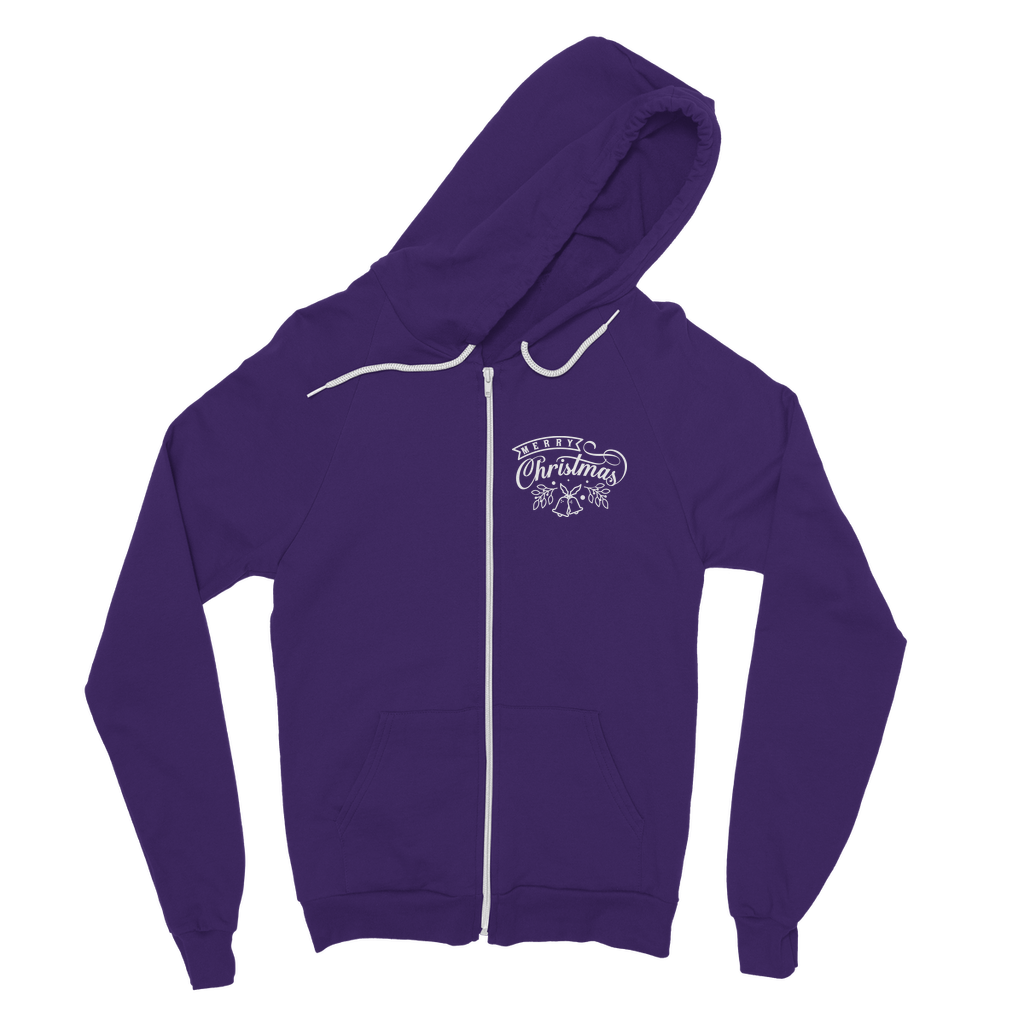 Merry Christmas White Classic Adult Zip Hoodie