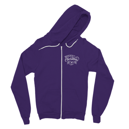 Merry Christmas White Classic Adult Zip Hoodie