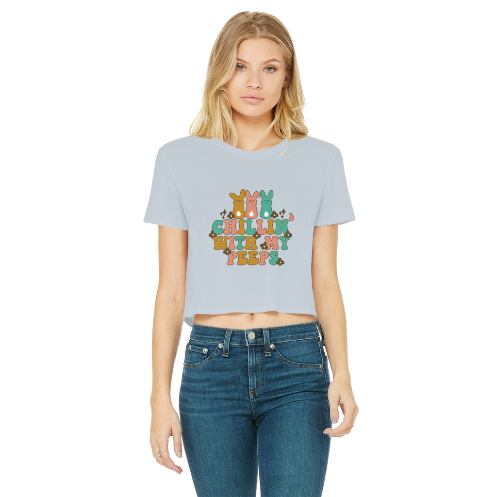 Chillin with my peeps Classic Women's Cropped Raw Edge T-Shirt - DirectlyPersonalised