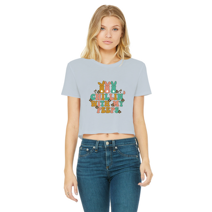 Chillin with my peeps Classic Women's Cropped Raw Edge T-Shirt - DirectlyPersonalised
