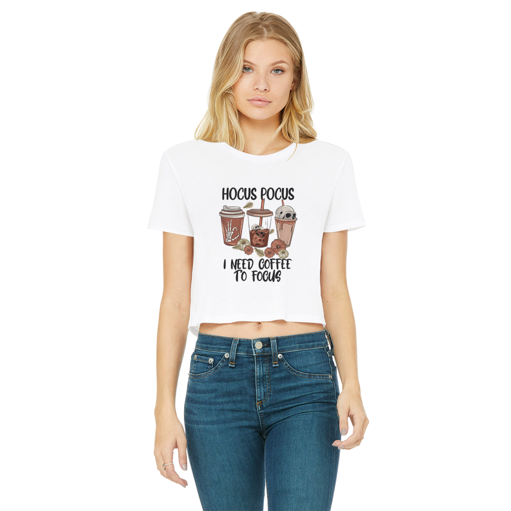 HOCUS POCUS -COFFEE DESIGN Classic Women's Cropped Raw Edge T-Shirt - DirectlyPersonalised