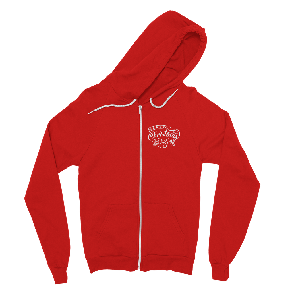 Merry Christmas White Classic Adult Zip Hoodie