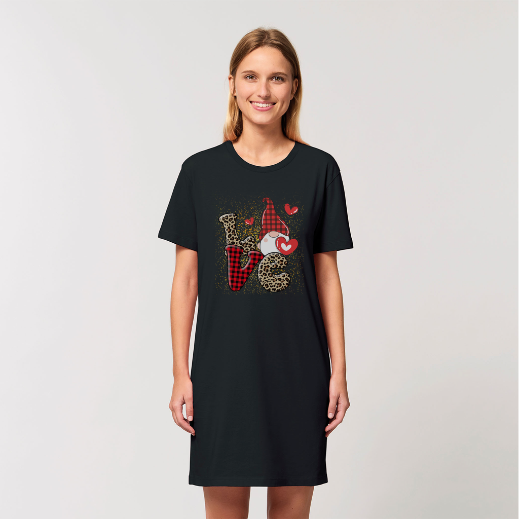 Ladies Valentine Design Organic T-Shirt Dress - DirectlyPersonalised