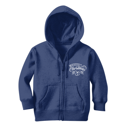 Merry Christmas White Classic Kids Zip Hoodie