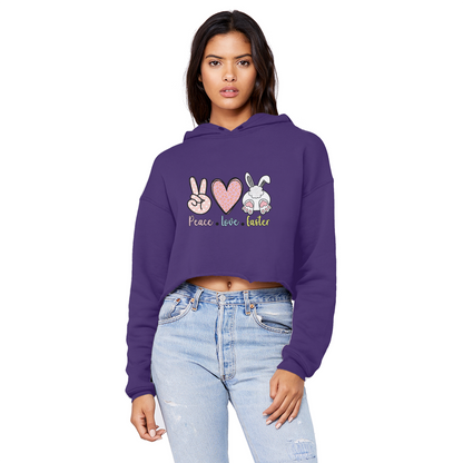 PEACE LOVE EASTER Unisex Cropped Raw Edge Boyfriend Hoodie - DirectlyPersonalised