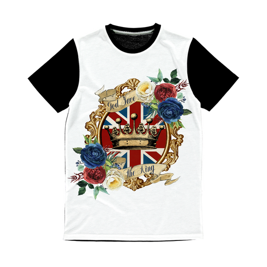 GOD SAVE THE KING Classic Sublimation Panel T-Shirt - DirectlyPersonalised