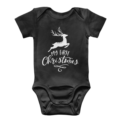 My First Christmas White Classic Baby Onesie Bodysuit - DirectlyPersonalised