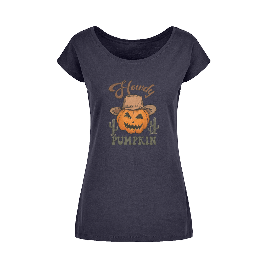 HOWDY PUMPKIN Wide Neck Womens T-Shirt XS-5XL - DirectlyPersonalised