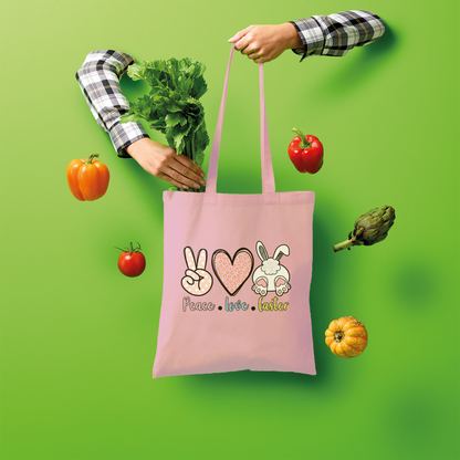 PEACE LOVE EASTER Shopper Tote Bag - DirectlyPersonalised