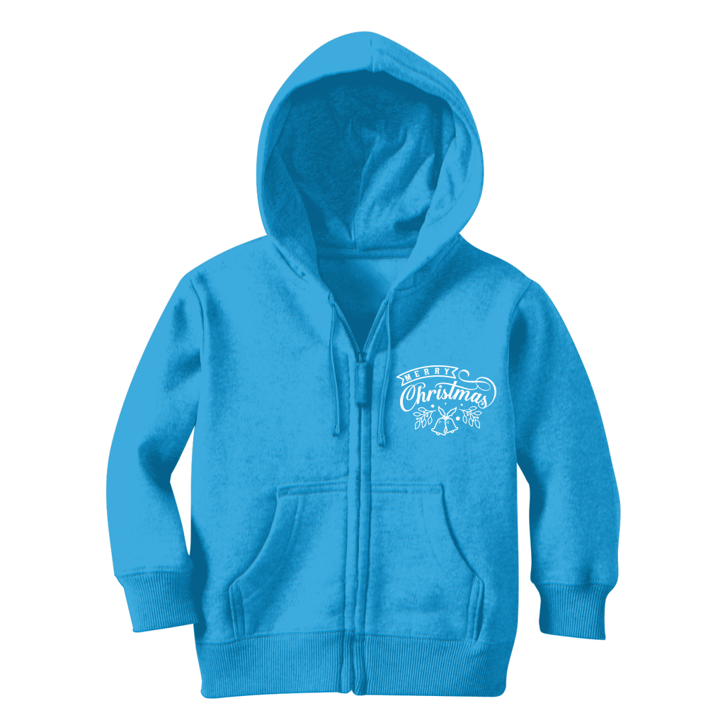 Merry Christmas White Classic Kids Zip Hoodie