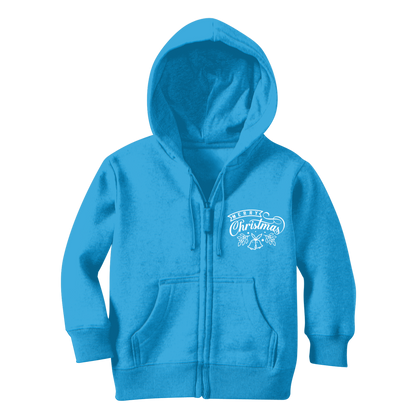 Merry Christmas White Classic Kids Zip Hoodie