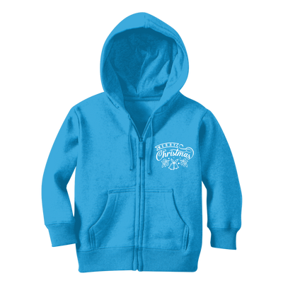 Merry Christmas White Classic Kids Zip Hoodie