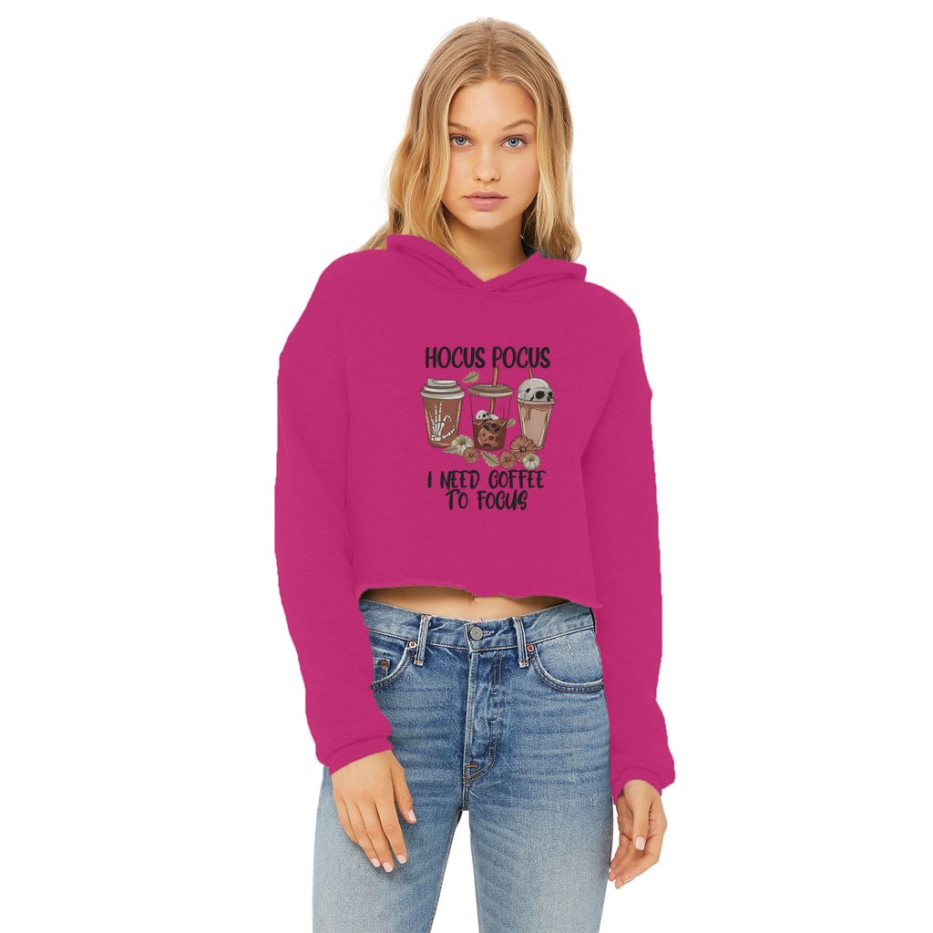 HOCUS POCUS -COFFEE DESIGN Ladies Cropped Raw Edge Hoodie - DirectlyPersonalised