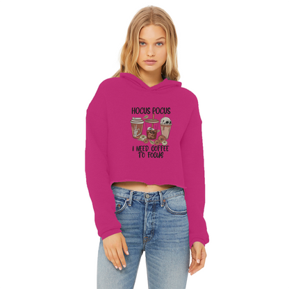 HOCUS POCUS -COFFEE DESIGN Ladies Cropped Raw Edge Hoodie - DirectlyPersonalised