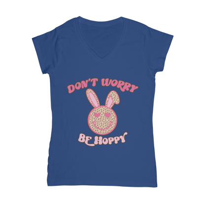 Don't worry be 'happy' Classic Women's V-Neck T-Shirt - DirectlyPersonalised