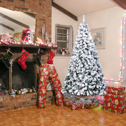 7ft PVC Flocking Christmas Tree 1300 Branches Spread Out Natural Tree - DirectlyPersonalised