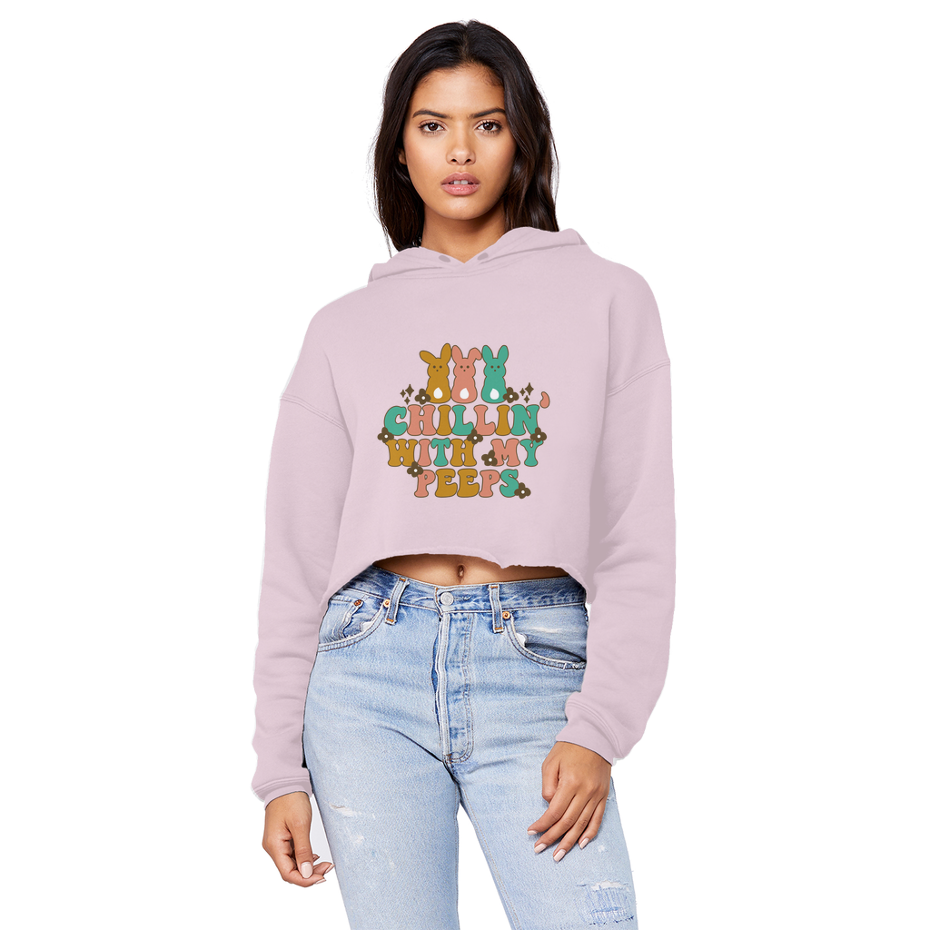 Chillin with my peeps Unisex Cropped Raw Edge Boyfriend Hoodie - DirectlyPersonalised