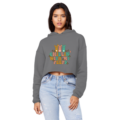 Chillin with my peeps Unisex Cropped Raw Edge Boyfriend Hoodie - DirectlyPersonalised