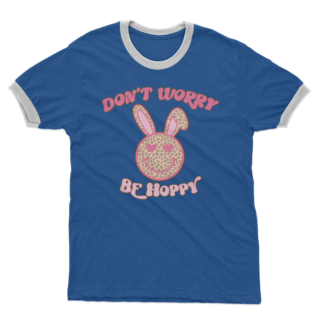 Don't worry be 'happy' Adult Ringer T-Shirt - DirectlyPersonalised
