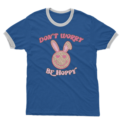 Don't worry be 'happy' Adult Ringer T-Shirt - DirectlyPersonalised