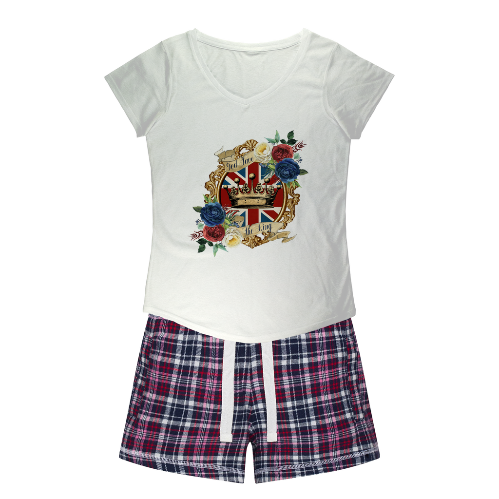 GOD SAVE THE KING Women's Sleepy Tee and Flannel Short - DirectlyPersonalised
