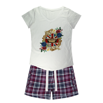 GOD SAVE THE KING Women's Sleepy Tee and Flannel Short - DirectlyPersonalised